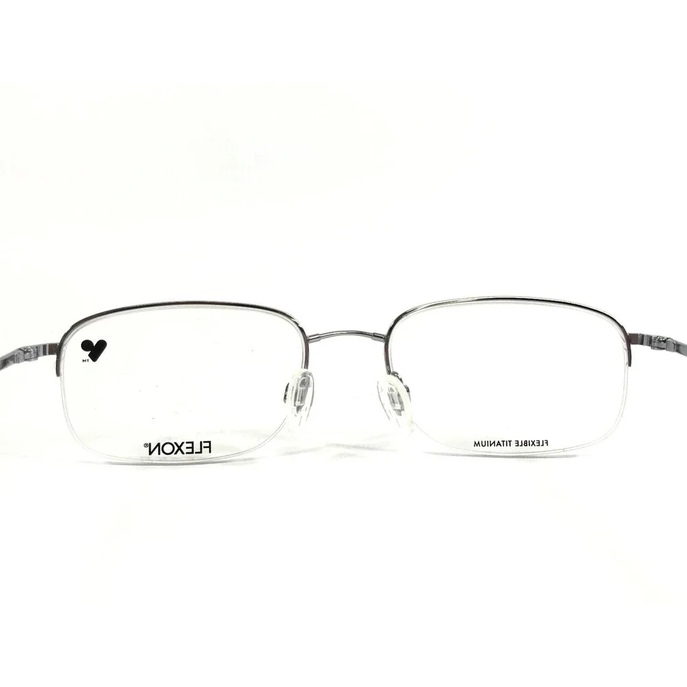 Flexon Eyeglasses Frames 606 LT GUNMETAL Square Half Rim Titanium 54-19-140